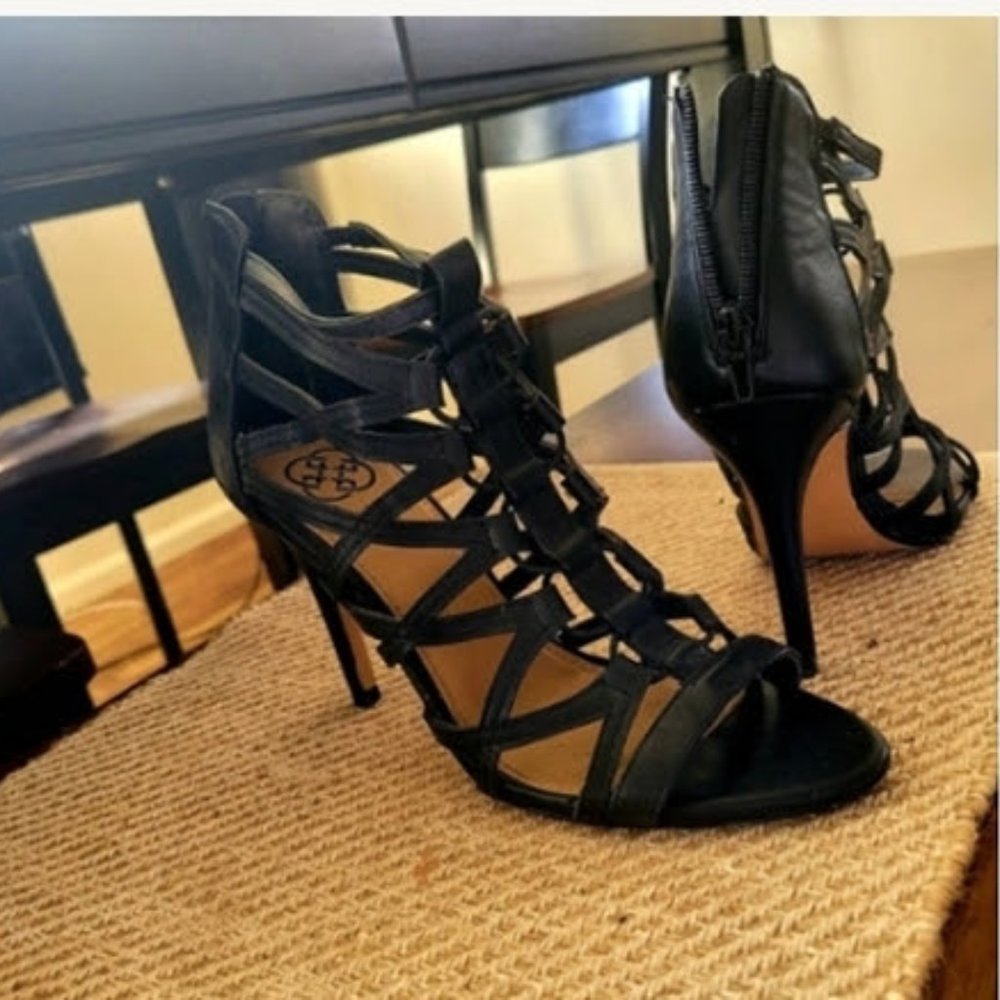 Black open toe  snarled style heels